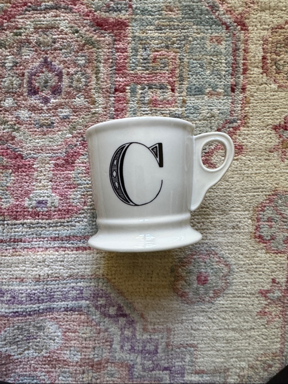 Anthropologie White Monogram C Ceramic Mug